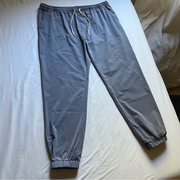 MARINE LAYER denim blue elastic waist straight leg cropped jogger pants